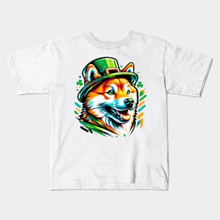 Shiba Inu Dons Leprechaun Hat for St. Patrick's Day Kids T-Shirt